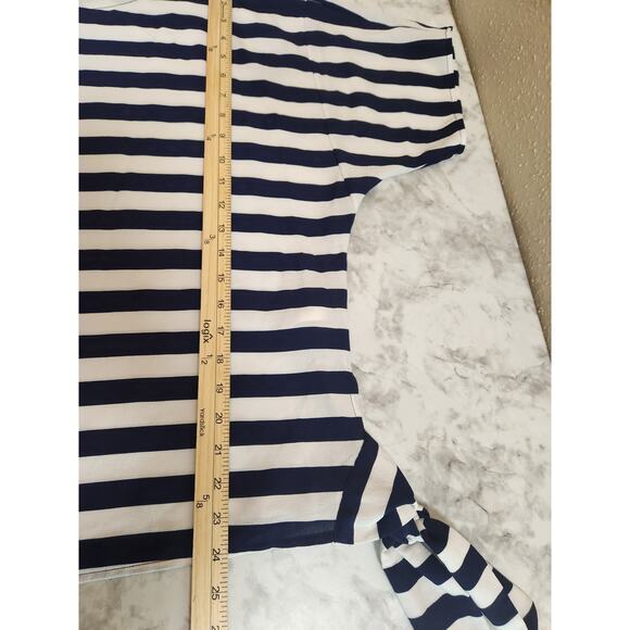 Michael Kors Women's Blue White Striped Side Tie Short Sleeve Blouse Size Medium - Picture 6 of 6